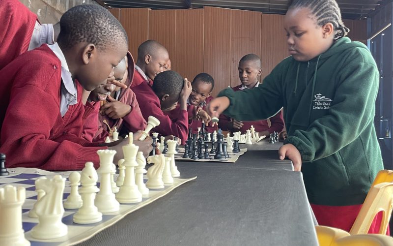 Elsie Kamoni with Salama Chess Club